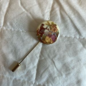 Vintage Victorian Courting Couple straight pin, hat pin.